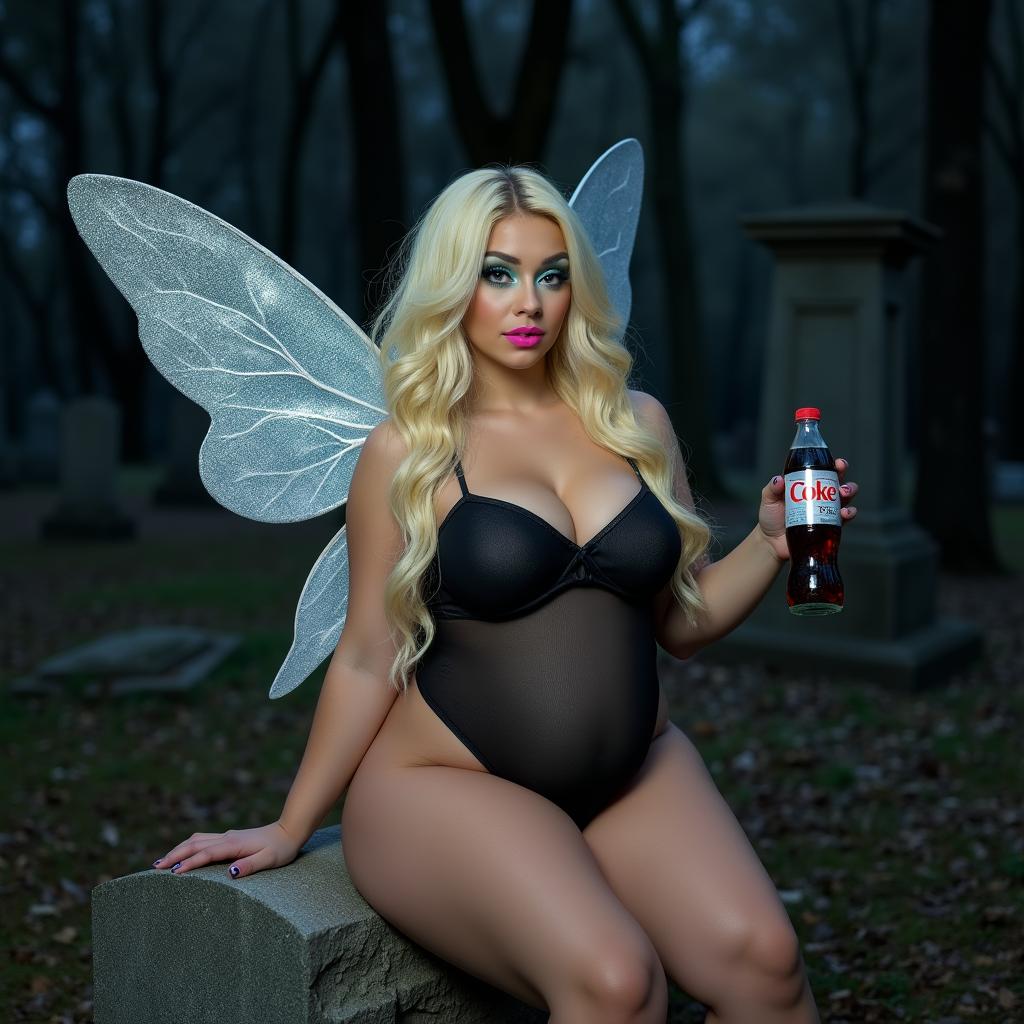 A captivating full-length photograph of a sexy, sweet, innocent fairy girl with a thin face and beautiful features