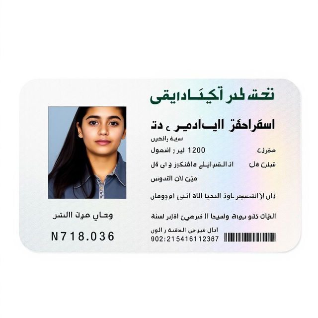 An identification card from Iran, featuring a clear layout with Persian language text