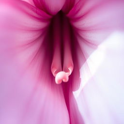 Close-up artistic representation of a flower resembling the shape of a woman's vagina, showcasing intricate detail and vibrant colors