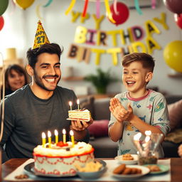 A warm and joyful family gathering celebrating the 27th birthday of the older brother