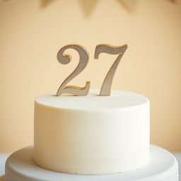 A simple yet elegant cake featuring the number 27 prominently displayed on the top