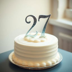 A simple yet elegant cake featuring the number 27 prominently displayed on the top