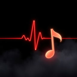 A visually striking symbolic representation of a heartbeat and a silent musical note