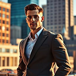 A fashionable man wearing a full jacket, featuring a tailored fit and stylish design