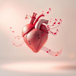 An aesthetic representation of a heart, intricately designed, beating rhythmically in time with a quarter silence note