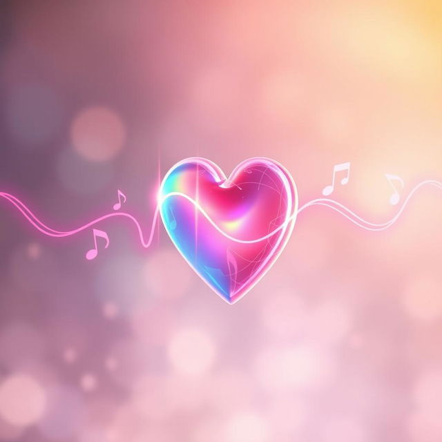 An aesthetic representation of a heart, visualized as pulsating with vibrant colors, intricately designed to resemble a quarter note