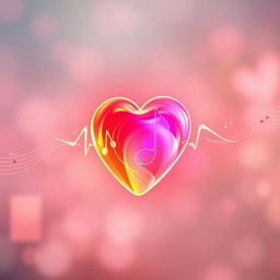 An aesthetic representation of a heart, visualized as pulsating with vibrant colors, intricately designed to resemble a quarter note