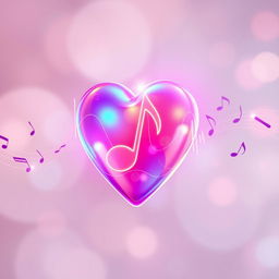 An aesthetic representation of a heart, visualized as pulsating with vibrant colors, intricately designed to resemble a quarter note