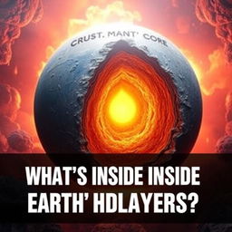 Create a striking thumbnail for a video about Earth's three layers