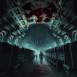 A highly eerie and terrifying spaceship interior filled with tall, ominous chairs that exude a sense of dread