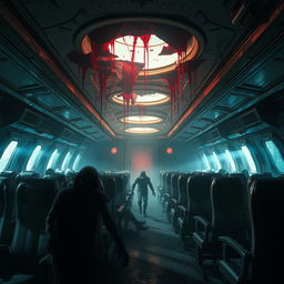 A highly eerie and terrifying spaceship interior filled with tall, ominous chairs that exude a sense of dread