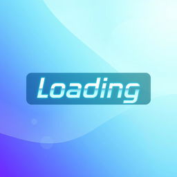 A digital artwork featuring a sleek, modern user interface with a large ‘loading’ text prominently displayed in the center