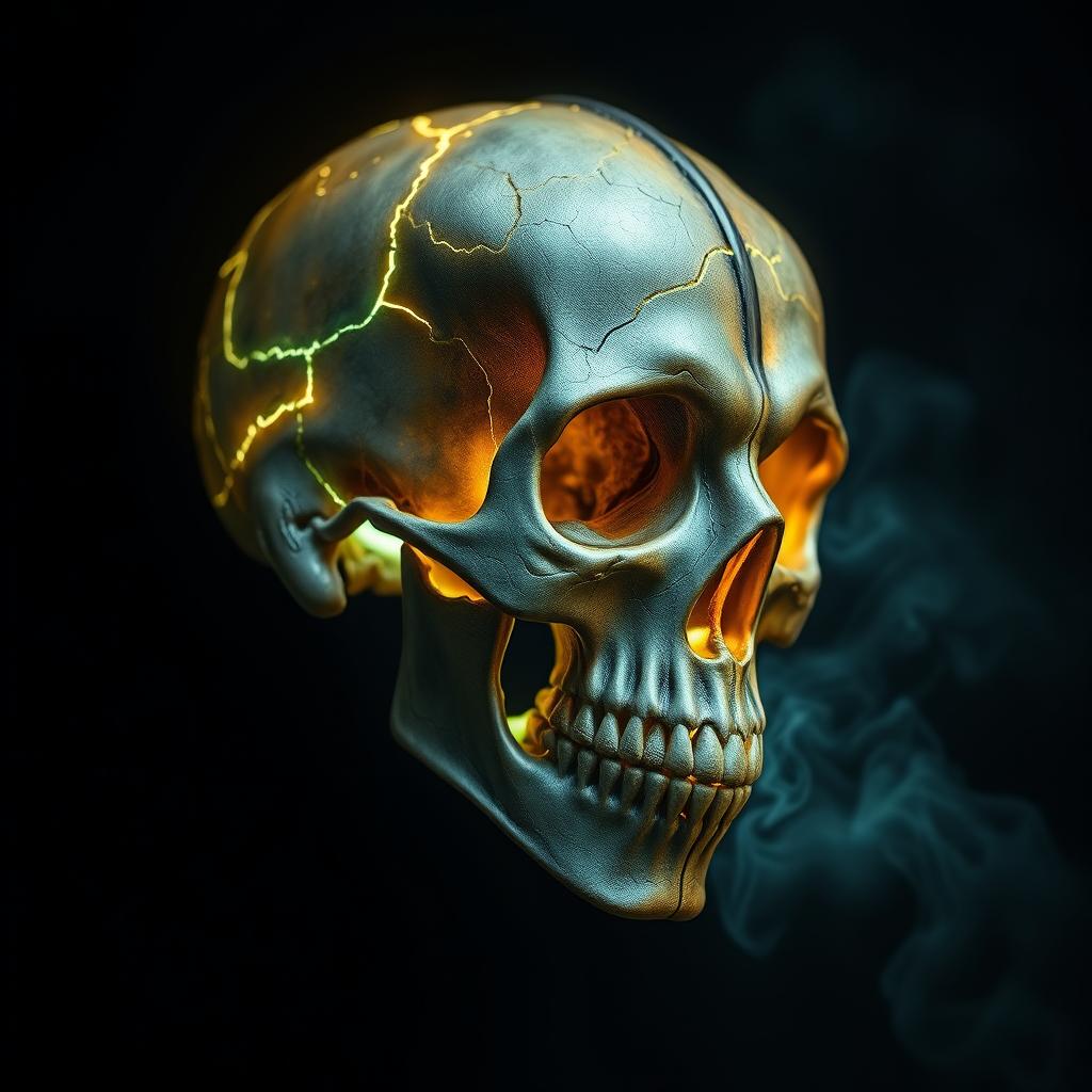 A detailed and captivating image of a skeletal skull as a profile picture, showcasing intricate designs and textures