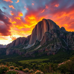 A breathtaking cinematic photograph of Mount Zion, towering majestically towards the heavens