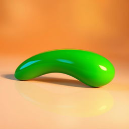 A smooth, vibrant green phallic object, featuring a glossy appearance and a slightly curved shape