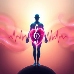 A captivating and artistic representation of a human figure whose heartbeat is visually illustrated as a vibrant waveform
