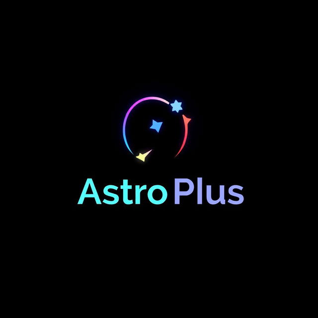 A striking image featuring the Astro Plus Logo prominently displayed against a deep black background