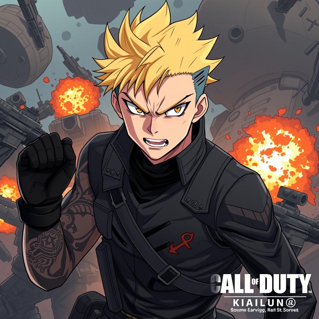 An illustration of Sukuna from the anime Jujutsu Kaisen, styled in an anime art style reminiscent of Call of Duty gameplay