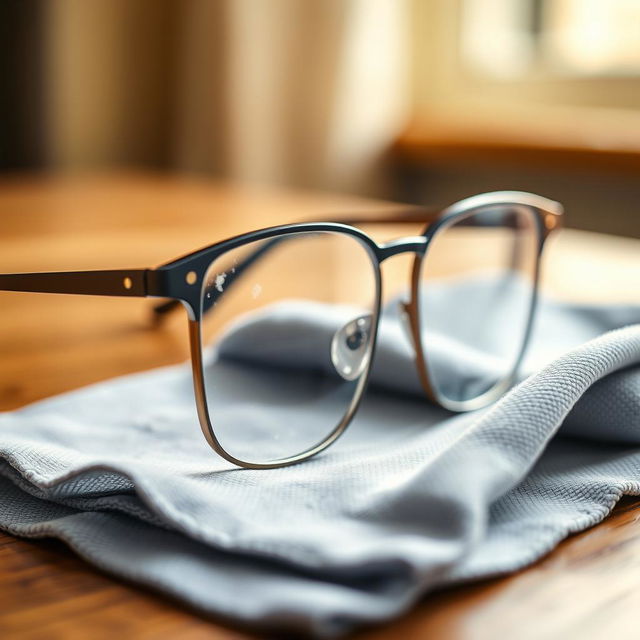 A close-up image of a pair of stylish glasses frames, showcasing the details of the frames