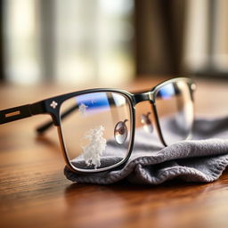 A close-up image of a pair of stylish glasses frames, showcasing the details of the frames