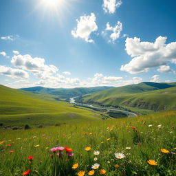A bright and professionally taken photo of a scenic landscape during a sunny day