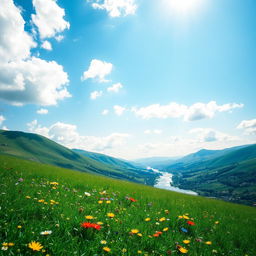 A bright and professionally taken photo of a scenic landscape during a sunny day