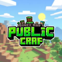 A colorful and dynamic logo designed for a Minecraft server named 'Public Craft'