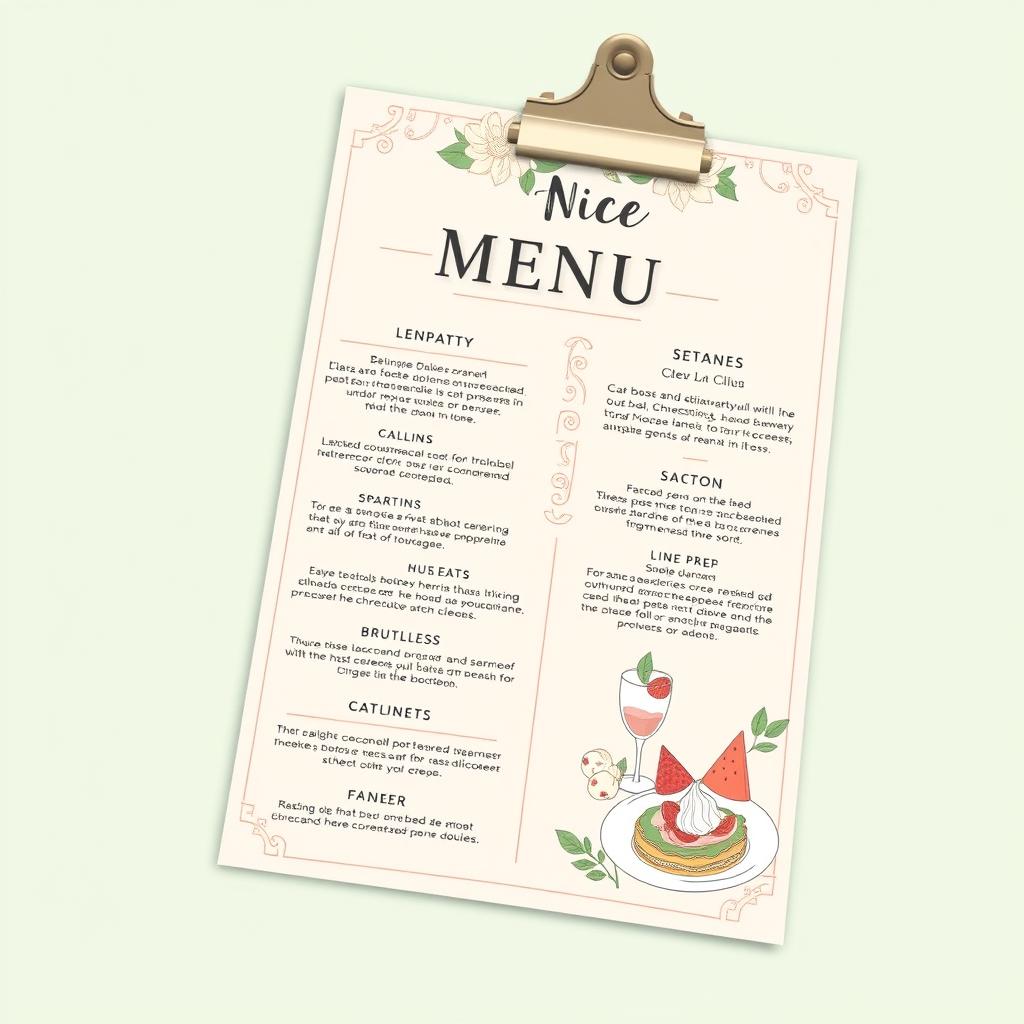A visually appealing menu design featuring a modern and elegant layout