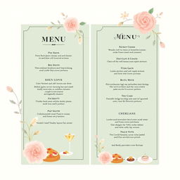 A visually appealing menu design featuring a modern and elegant layout