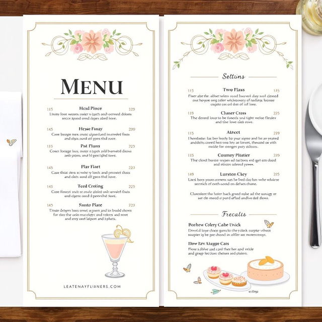 A visually appealing menu design featuring a modern and elegant layout