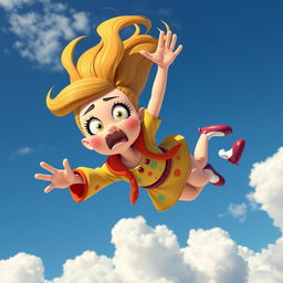A cartoon character resembling a blend of whimsical styles, depicted as a female figure with exaggerated features, resembling Lucy from a cartoon show like 'Whacked'