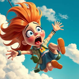 A cartoon character resembling a blend of whimsical styles, depicted as a female figure with exaggerated features, resembling Lucy from a cartoon show like 'Whacked'