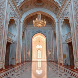 An exquisite interior view of the Taj Mahal, featuring elegant marble inlays and intricate carvings