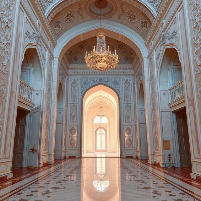 An exquisite interior view of the Taj Mahal, featuring elegant marble inlays and intricate carvings