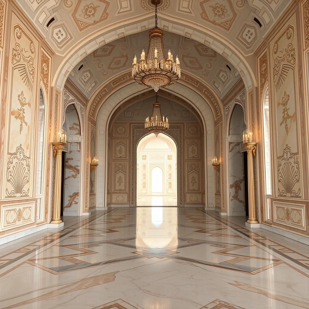 An exquisite interior view of the Taj Mahal, featuring elegant marble inlays and intricate carvings