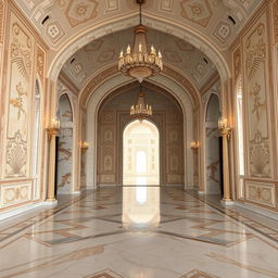 An exquisite interior view of the Taj Mahal, featuring elegant marble inlays and intricate carvings