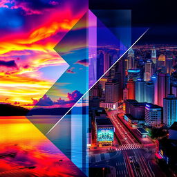 A striking digital design showcasing two contrasting images merged into one cohesive artwork