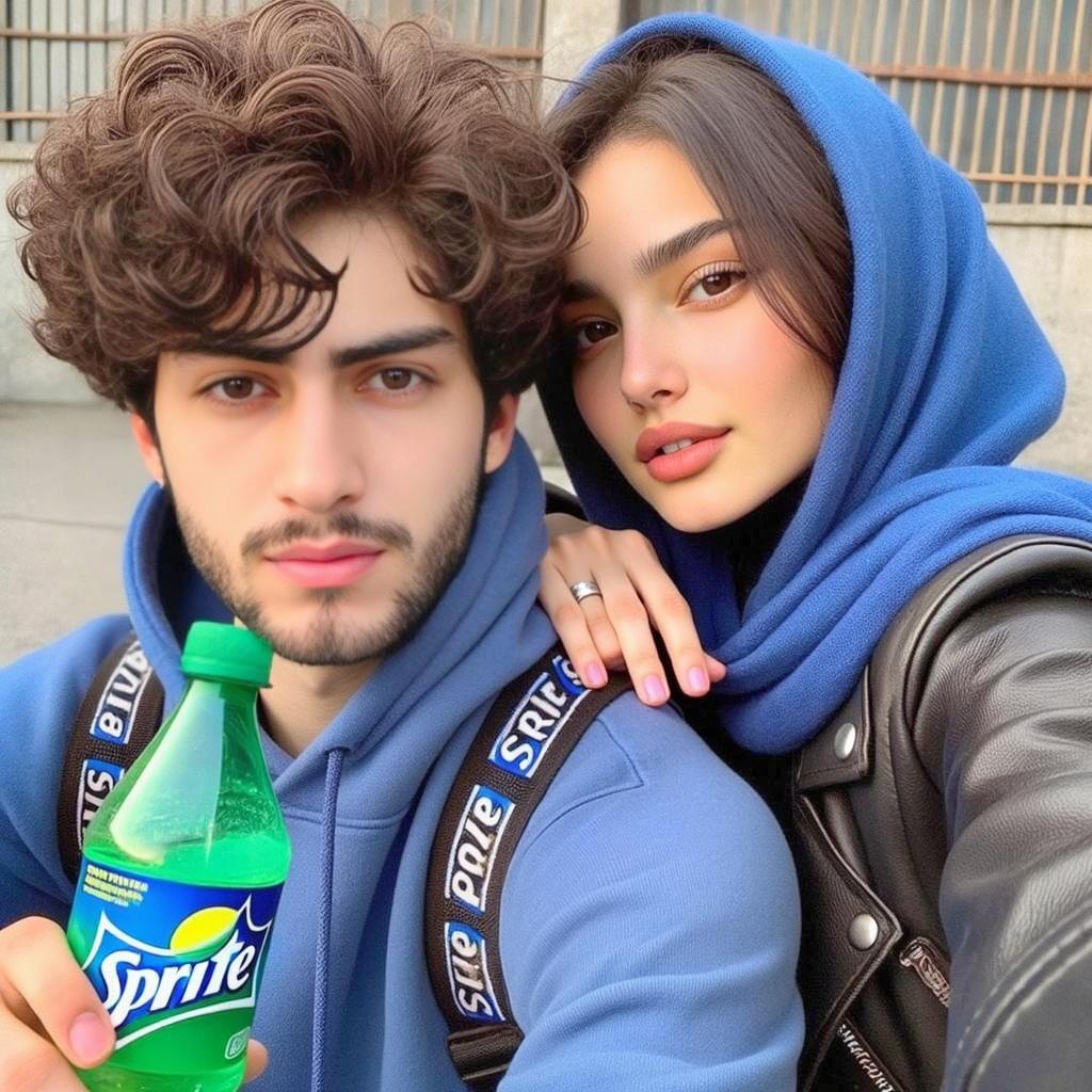 A close-up photo of a young couple posing for a selfie against an urban backdrop