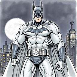 A detailed sketch of Batman in a dynamic pose, showcasing his iconic cape billowing behind him and the Bat symbol clearly visible on his chest