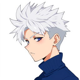 An anime boy profile picture featuring spiky white hair similar to Killua's, styled dramatically