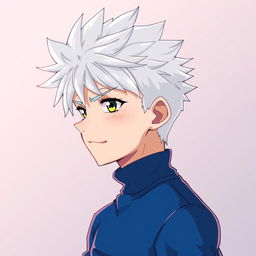 An anime boy profile picture featuring spiky white hair reminiscent of Killua's, styled with an energetic flair