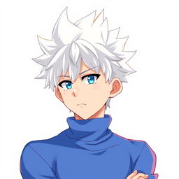 An anime boy profile picture featuring spiky white hair reminiscent of Killua's, styled with an energetic flair