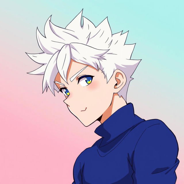 An anime boy profile picture featuring spiky white hair reminiscent of Killua's, styled with an energetic flair