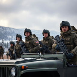 A powerful scene depicting a Russian army unit in the field