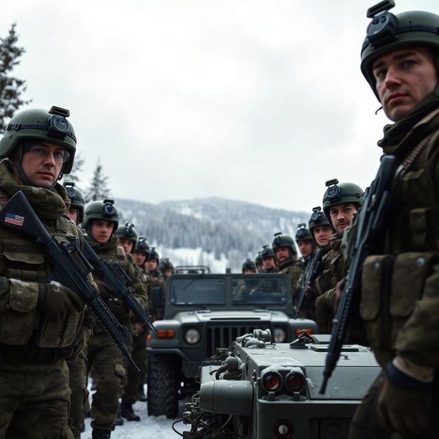 A powerful scene depicting a Russian army unit in the field