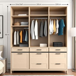 A modern wardrobe cabinet designed for clothes storage