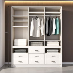 A modern wardrobe cabinet designed for clothes storage