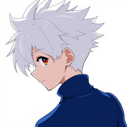 An anime boy character depicted from the back, featuring spiky white hair inspired by Killua Zoldyck from Hunter x Hunter