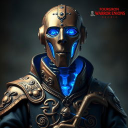 A realistic portrait of an Eberron Warforged Envoy, depicted as a Cleric of the Death Domain from Dungeons and Dragons
