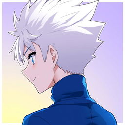 An anime boy character depicted from the back, featuring spiky white hair reminiscent of Killua Zoldyck from Hunter x Hunter